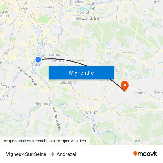 Vigneux-Sur-Seine to Andrezel map