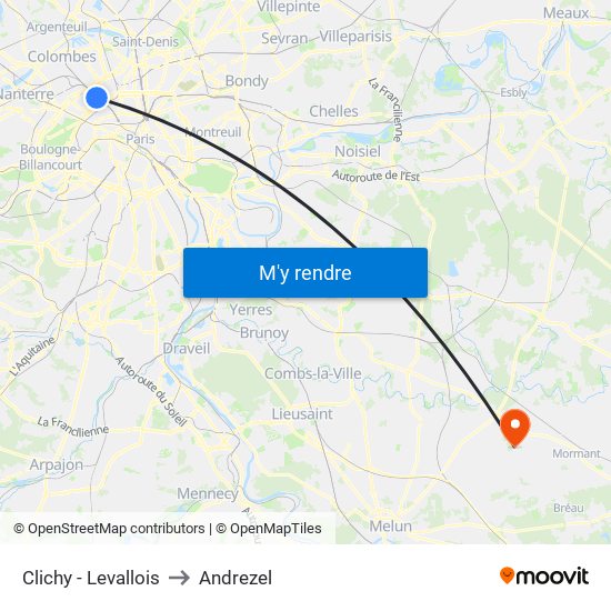 Clichy - Levallois to Andrezel map
