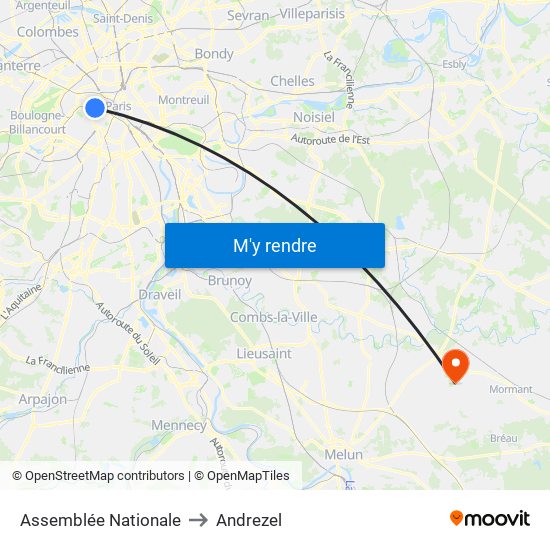 Assemblée Nationale to Andrezel map