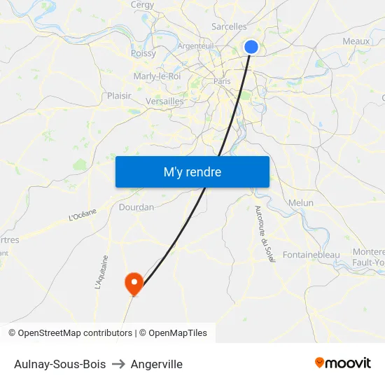 Aulnay-Sous-Bois to Angerville map