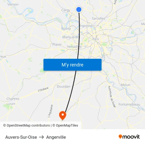 Auvers-Sur-Oise to Angerville map