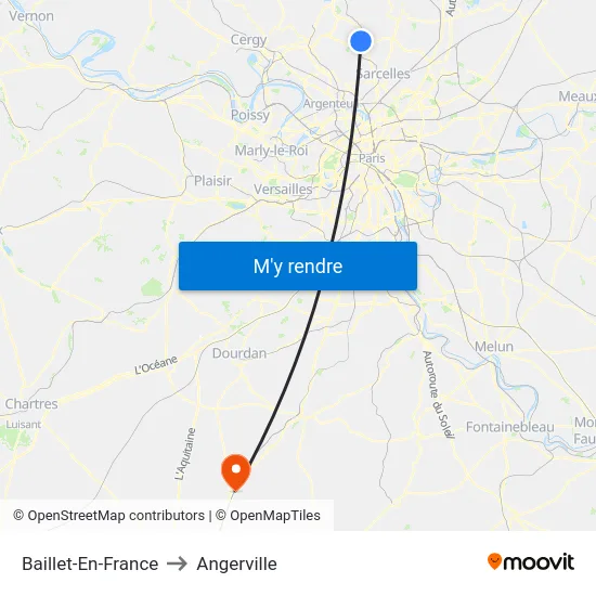 Baillet-En-France to Angerville map