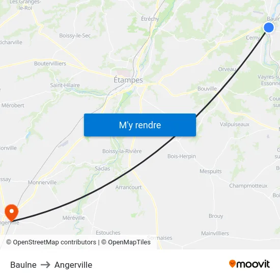 Baulne to Angerville map