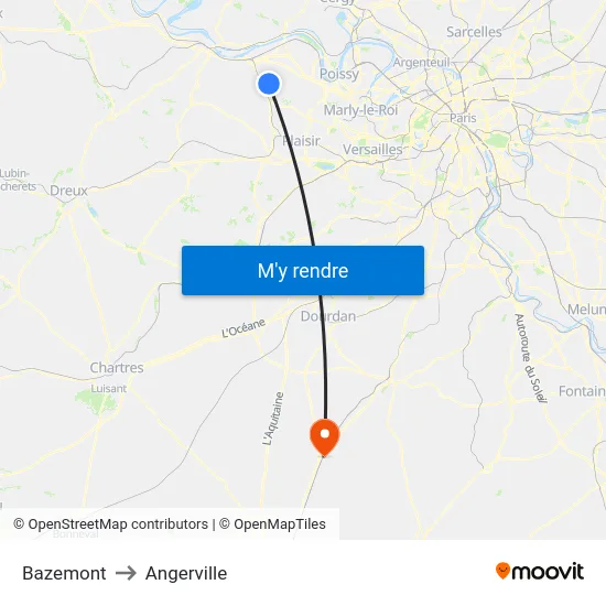 Bazemont to Angerville map