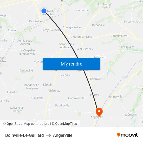 Boinville-Le-Gaillard to Angerville map