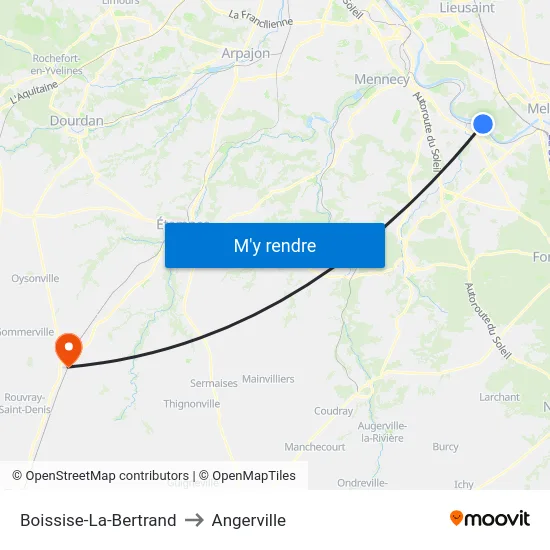 Boissise-La-Bertrand to Angerville map