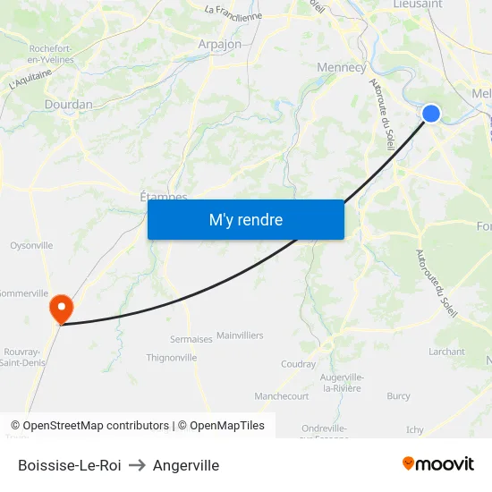 Boissise-Le-Roi to Angerville map