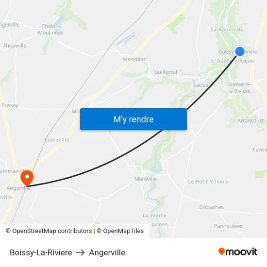 Boissy-La-Riviere to Angerville map