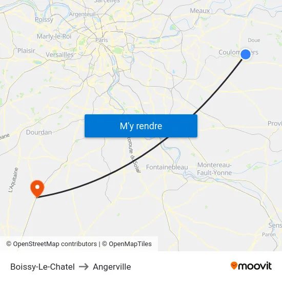 Boissy-Le-Chatel to Angerville map