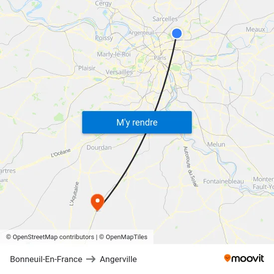 Bonneuil-En-France to Angerville map