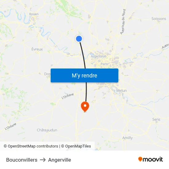 Bouconvillers to Angerville map