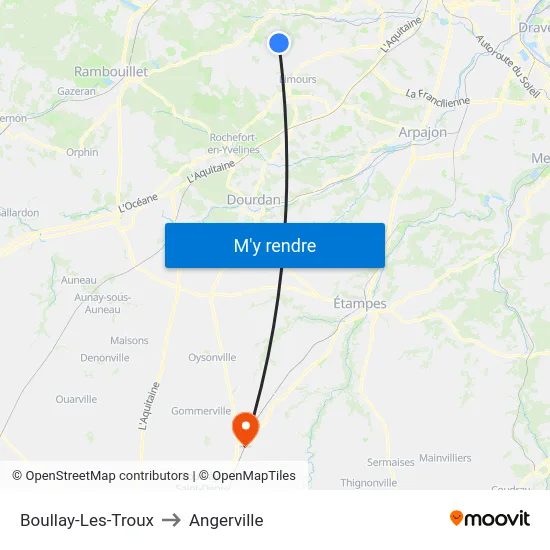 Boullay-Les-Troux to Angerville map