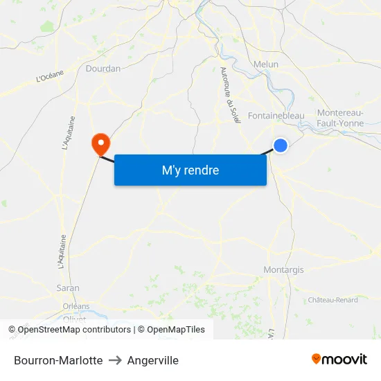 Bourron-Marlotte to Angerville map