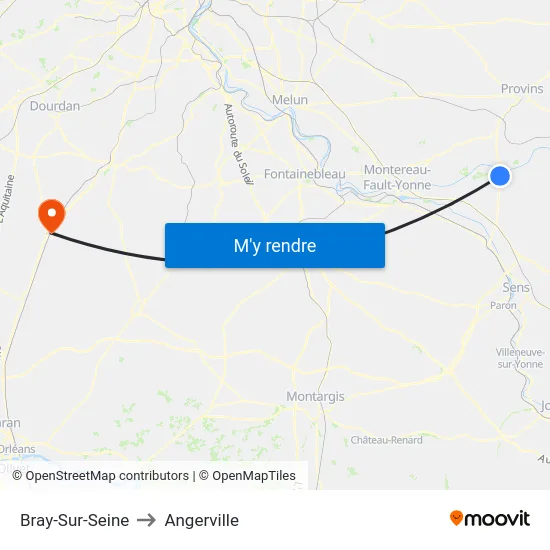 Bray-Sur-Seine to Angerville map