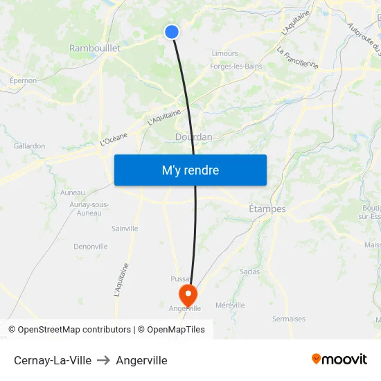 Cernay-La-Ville to Angerville map