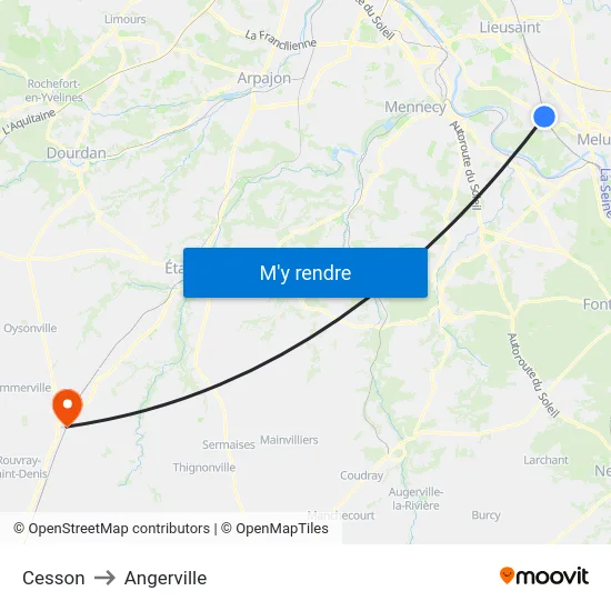 Cesson to Angerville map