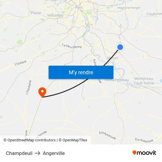 Champdeuil to Angerville map