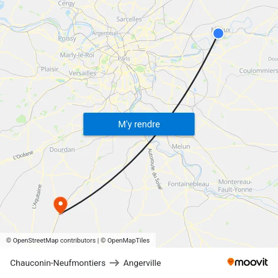 Chauconin-Neufmontiers to Angerville map