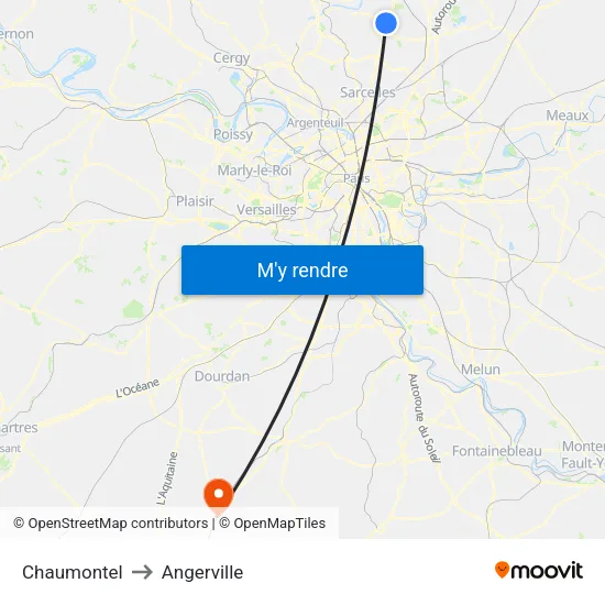 Chaumontel to Angerville map