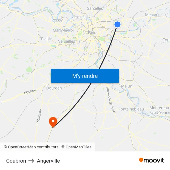 Coubron to Angerville map