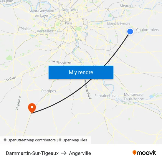 Dammartin-Sur-Tigeaux to Angerville map