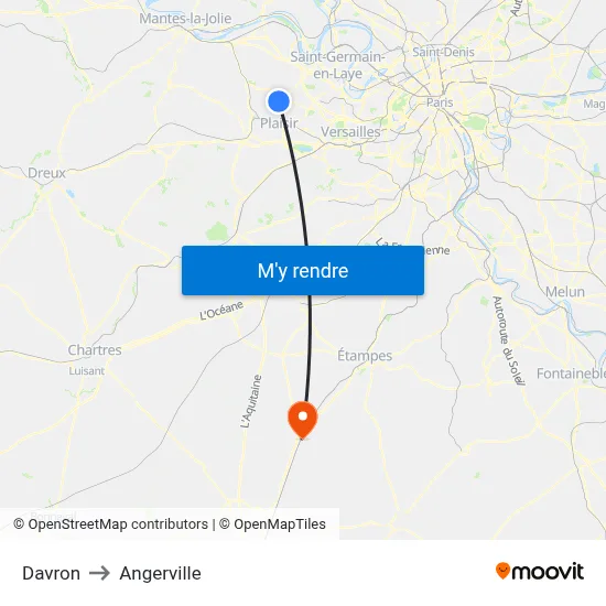 Davron to Angerville map