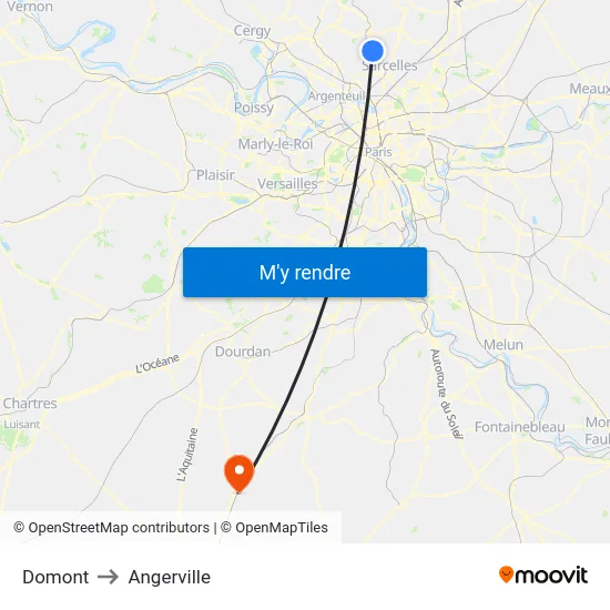 Domont to Angerville map