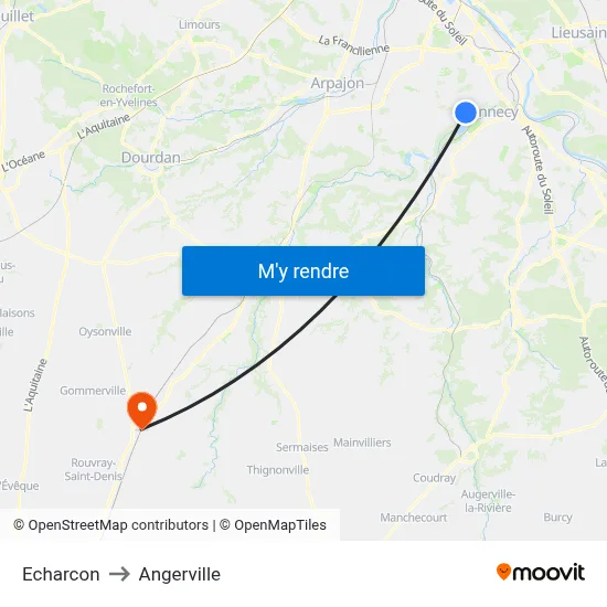 Echarcon to Angerville map