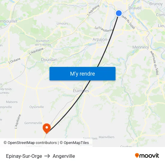 Epinay-Sur-Orge to Angerville map