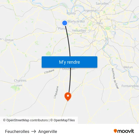 Feucherolles to Angerville map