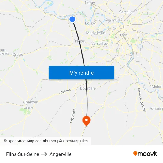 Flins-Sur-Seine to Angerville map