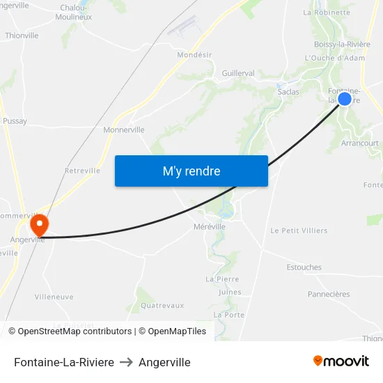Fontaine-La-Riviere to Angerville map