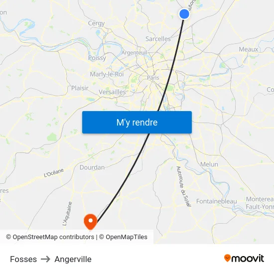 Fosses to Angerville map