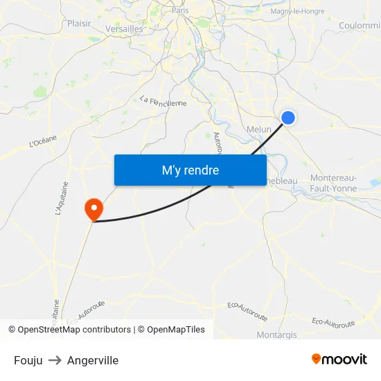 Fouju to Angerville map