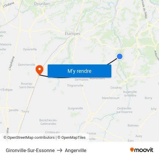 Gironville-Sur-Essonne to Angerville map