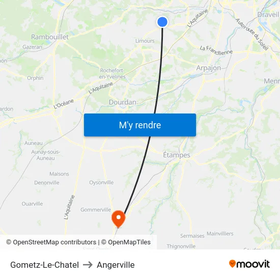 Gometz-Le-Chatel to Angerville map