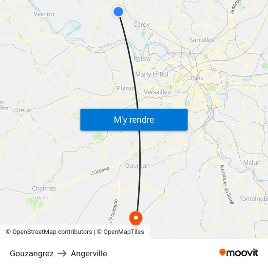 Gouzangrez to Angerville map