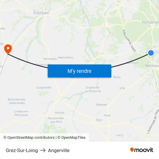 Grez-Sur-Loing to Angerville map