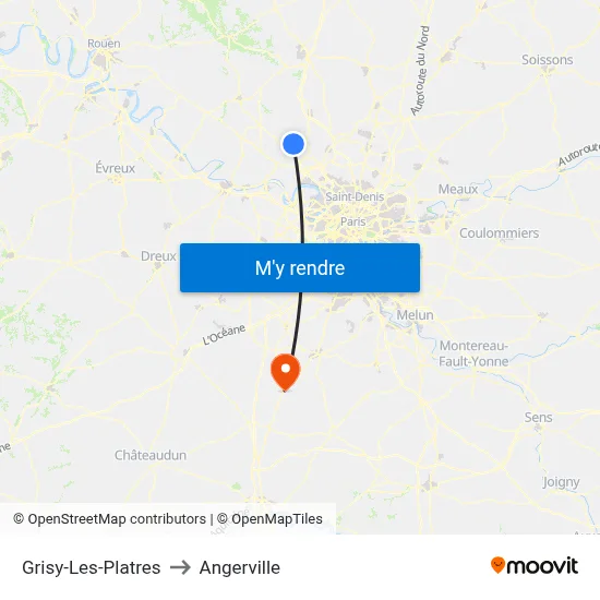 Grisy-Les-Platres to Angerville map