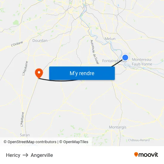 Hericy to Angerville map