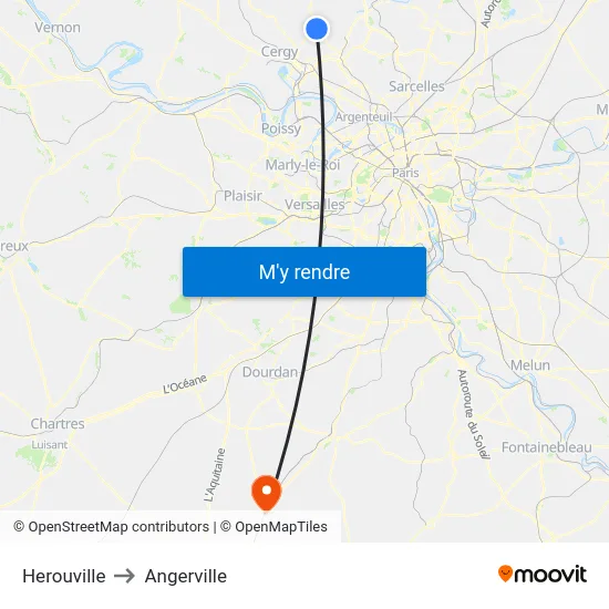 Herouville to Angerville map