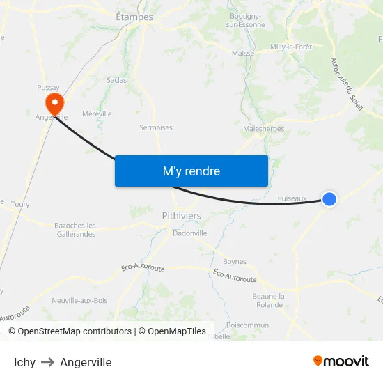 Ichy to Angerville map