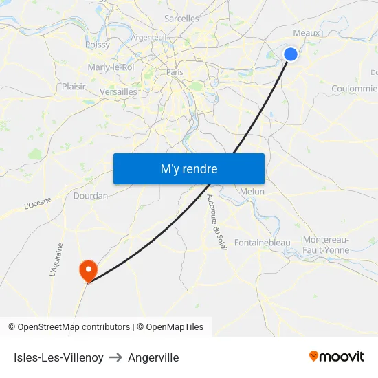 Isles-Les-Villenoy to Angerville map