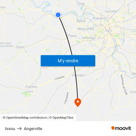 Issou to Angerville map