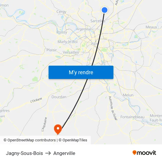 Jagny-Sous-Bois to Angerville map