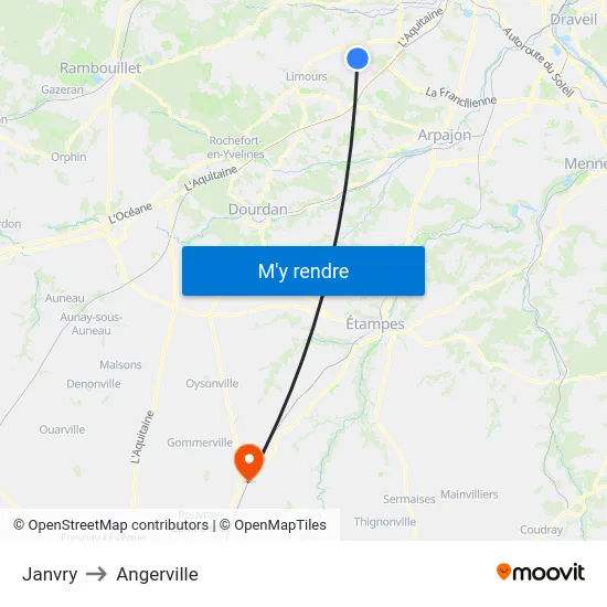 Janvry to Angerville map