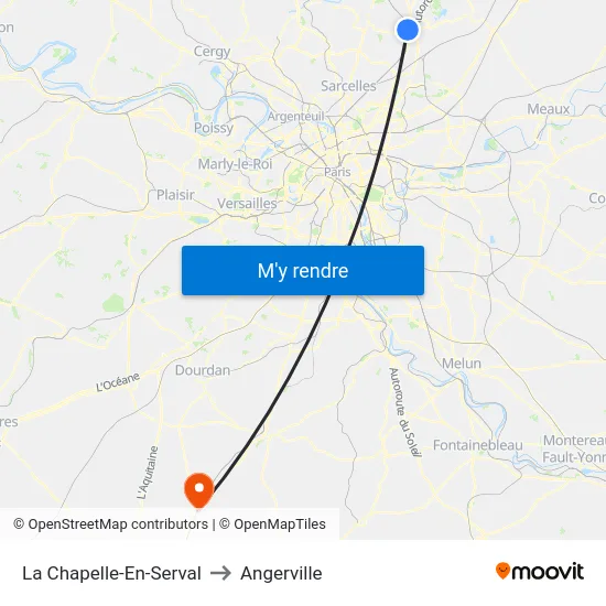 La Chapelle-En-Serval to Angerville map