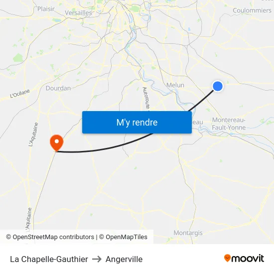 La Chapelle-Gauthier to Angerville map
