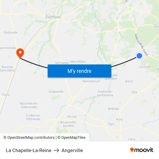La Chapelle-La-Reine to Angerville map