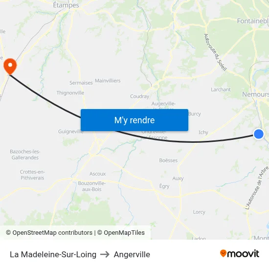 La Madeleine-Sur-Loing to Angerville map